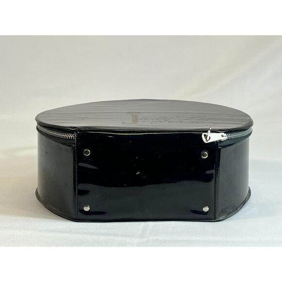 Vintage Judy Lee Jewels Black Patent Cosmetic Vanity Case Hat Box Mid Century - Picture 4 of 7